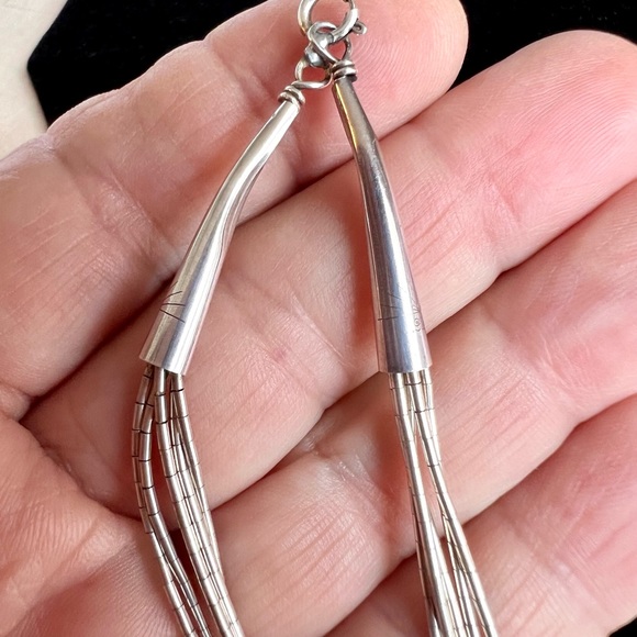 Southwest Style Necklace Earring Set Liquid Silver Semi-Precious Inlay Stones - Picture 13 of 16